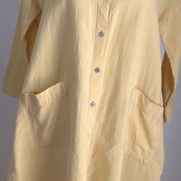 Pure Jill Linen Patch-pocket Shirtdress Size S Petite Yellow Button-Up Layering - Picture 9 of 12